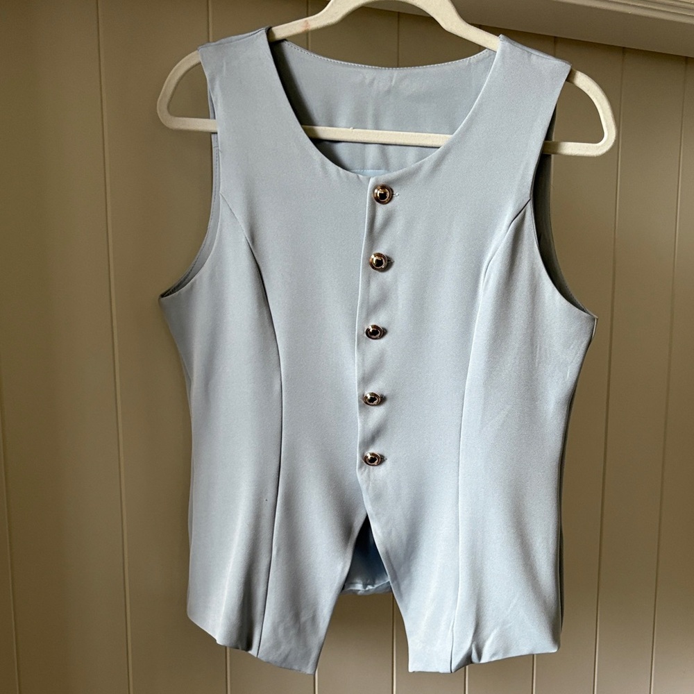 Elegant Light Blue Sleeveless Top/Vest Small